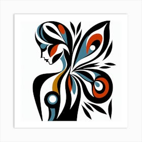 Colourful Female Figure with Butterfly Wings Art Print