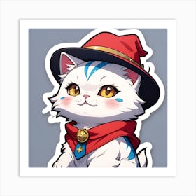 Cute Cat With Hat Art Print