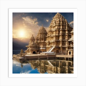 Temple At Sunrise Art Print