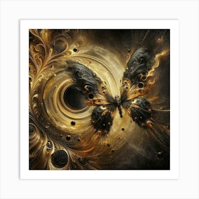 Butterfly In Black And Gold 1 Art Print