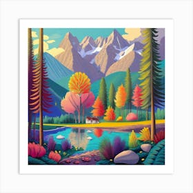 Landscape With Mountains Art Print