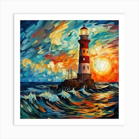 Lighthouse At Sunset 15 Art Print