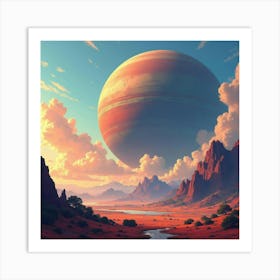 Titan Crashing Through A Vivid Watercolor Landscape 1 Art Print