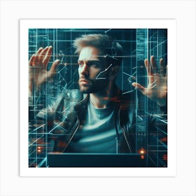 Futuristic Man With Hands Art Print