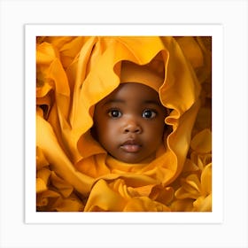 Portrait Of A Baby In Flowers Art Print