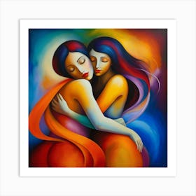 Two Women Hugging 6 Art Print