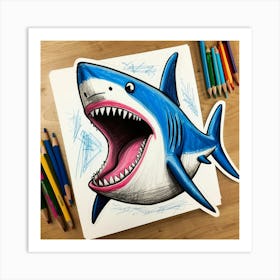 Shark Drawing 3 Art Print