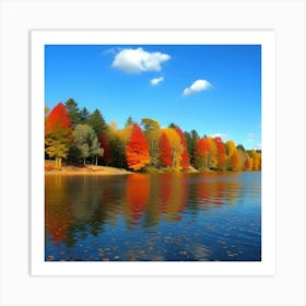 Autumn Trees On A Lake 1 Art Print