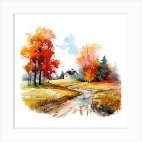 Watercolor Of Autumn 3 Art Print