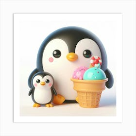 Ice Cream Penguin 3 Art Print