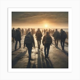 People Walking On The Beach 6 Art Print