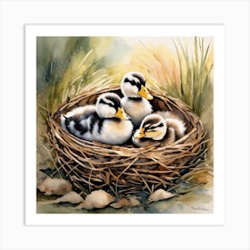 Ducklings In Nest 1 Art Print