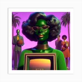 Woman With A Tv Art Print