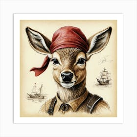 Pirate Deer 12 Art Print