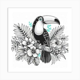 Line Art toucan bird 3 Art Print