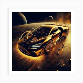 Golden Bugatti Art Print