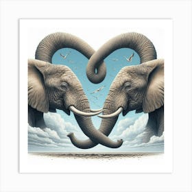 Elephants In Love #2 by Cam Views Art Print