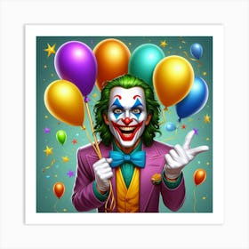 Joker Holding Balloons Art Print