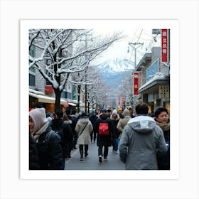 Crowds In Kyoto Art Print