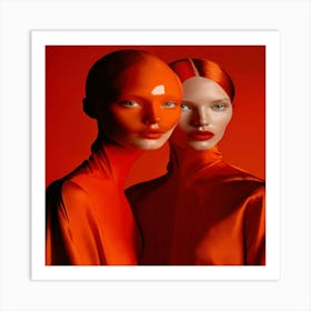 Two Women In Red Art Print