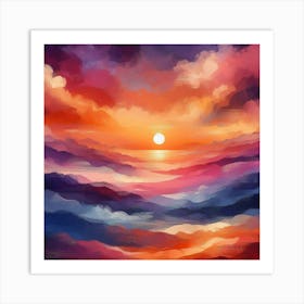 Sunset Over The Ocean Art Print