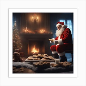 Santa Claus Eating Cookies 8 Art Print