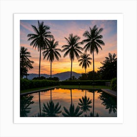 Sunset At The Pool Art Print