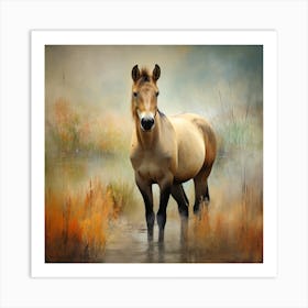 Horse In Water Art Print