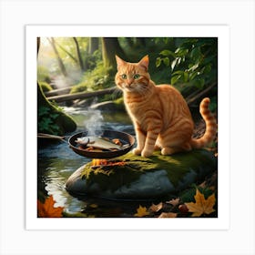 Leonardo Phoenix 09 A Vibrant Orange Tabby Cat With Bright Gre 2 Art Print