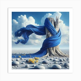 Blue Tree Stump Art Print