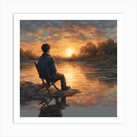 Sunset By The River Art Print