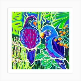 Parrots In The Rainforest Art Print