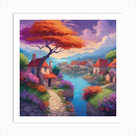 Dreamscape Pathway A Vibrant Landscape Inspired By Van Gogh (7) Art Print