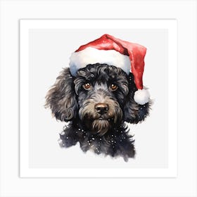 Santa Poodle Art Print