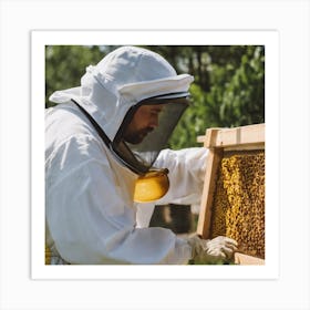 Beekeeper Inspecting Hive 5 Art Print