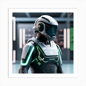 The Image Depicts A Stronger Futuristic Suit For Military With A Digital Music Streaming Display 2 Art Print