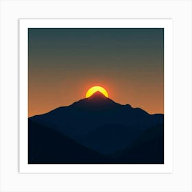 Sunset Over Mountain Art Print