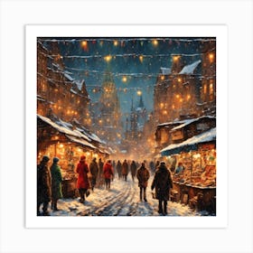 Vintage Christmas Market Art Print