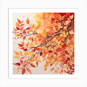 Autumn Leaves Watercolor Painting Art Print