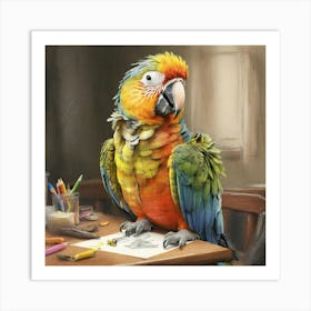 Parrot Drawing Art Print