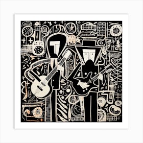 Line, Black and White, pop art Art Print