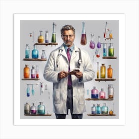 Doctor In Lab Coat Art Print