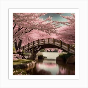 Cherry Blossom Bridge Art Print