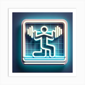 Neon Sign With Man Lifting Weights Art Print