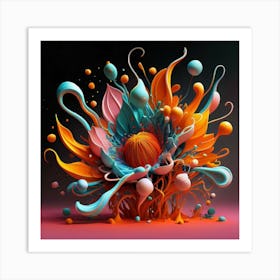 3d splash flowers spring 1 Art Print