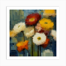 Flowers In A Vase,many coloured flowers Art Print