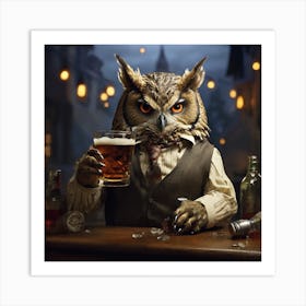 Owl At Bar 1 Art Print