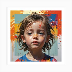 Child With Paint Splatters Art Print