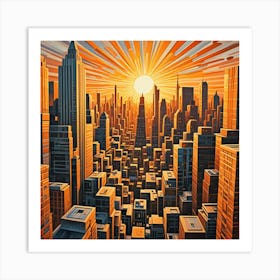 City Cubism Style Art Print