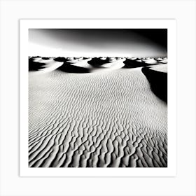 Sand Dunes, black and white monochromatic art 2 Art Print